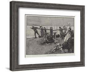 The Coming Storm, Winding Up the Boats-Alfred Edward Emslie-Framed Giclee Print