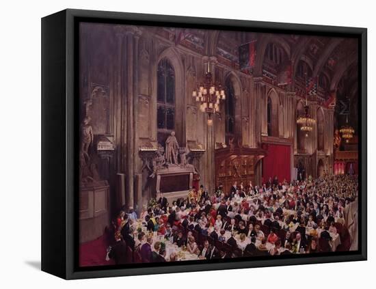 The Commonwealth Prime Ministers Banquet, Guildhall, 1969 (Oil on Canvas)-Terence Cuneo-Framed Stretched Canvas