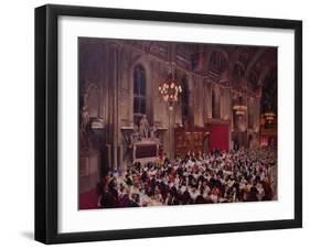 The Commonwealth Prime Ministers Banquet, Guildhall, 1969 (Oil on Canvas)-Terence Cuneo-Framed Giclee Print