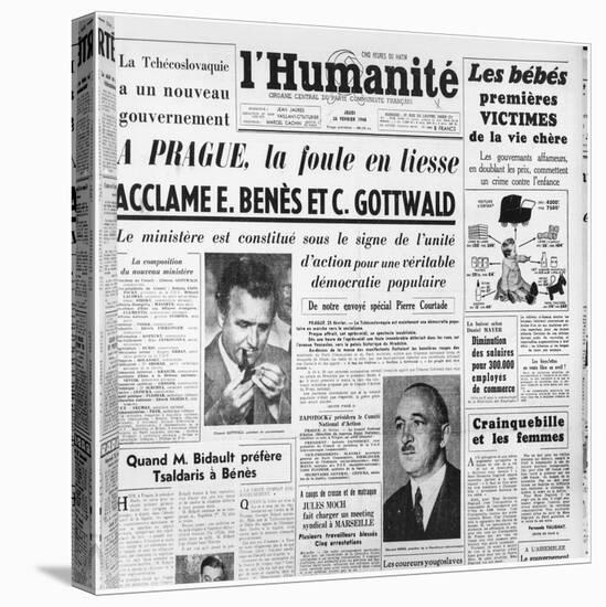 The Communist Coup in Prague, from 'L'Humanite', 26th February 1948-null-Stretched Canvas