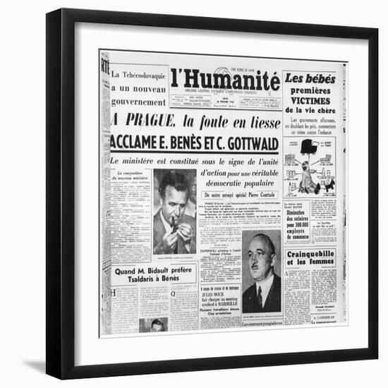 The Communist Coup in Prague, from 'L'Humanite', 26th February 1948-null-Framed Giclee Print