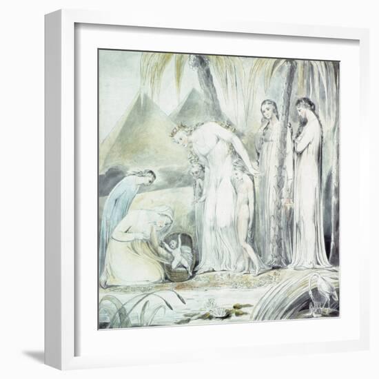 The Compassion of Pharaoh's Daughter or the Finding of Moses, 1805 (Pen and W/C over Pencil)-William Blake-Framed Giclee Print