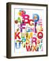 The Complete Childrens English Alphabet Spelt out with Different Fun Cartoon Animals and Toys-barney boogles-Framed Art Print