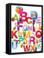 The Complete Childrens English Alphabet Spelt out with Different Fun Cartoon Animals and Toys-barney boogles-Framed Stretched Canvas