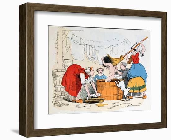 The Compulsory Bath, Illustration for "Les Defauts Horribles," circa 1860-Trim-Framed Giclee Print