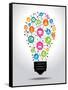 The Concept of Effective Education. Light Bulb with Colorful Education Icon. File is Saved in Ai10-VLADGRIN-Framed Stretched Canvas