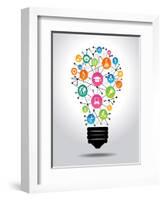 The Concept of Effective Education. Light Bulb with Colorful Education Icon. File is Saved in Ai10-VLADGRIN-Framed Art Print