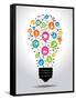 The Concept of Effective Education. Light Bulb with Colorful Education Icon. File is Saved in Ai10-VLADGRIN-Framed Stretched Canvas