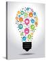 The Concept of Effective Education. Light Bulb with Colorful Education Icon. File is Saved in Ai10-VLADGRIN-Stretched Canvas