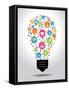 The Concept of Effective Education. Light Bulb with Colorful Education Icon. File is Saved in Ai10-VLADGRIN-Framed Stretched Canvas