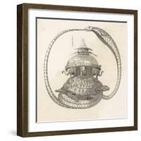 The Concept of the Universe: The Cosmic Turtle Featuring a Snake (Cobra) and Elephants-null-Framed Art Print
