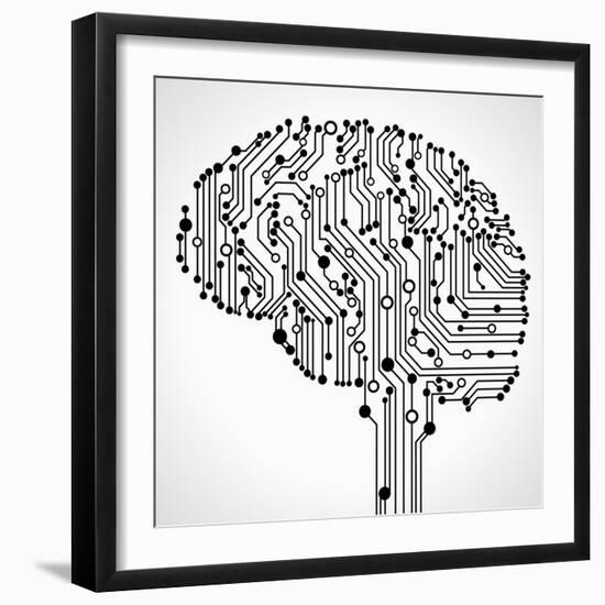 The Concept of Thinking. Background with Abstract Human Brain.-VLADGRIN-Framed Art Print