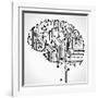The Concept of Thinking. Background with Abstract Human Brain.-VLADGRIN-Framed Art Print