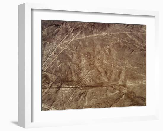 The Condor Geoglyph, aerial view, Nazca, UNESCO World Heritage Site, Ica Region, Peru, South Americ-Karol Kozlowski-Framed Photographic Print