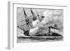 The Confederate Ironclad 'Merrimac' Sinking the USS Cumberland, 1862-null-Framed Giclee Print