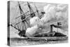 The Confederate Ironclad 'Merrimac' Sinking the USS Cumberland, 1862-null-Stretched Canvas