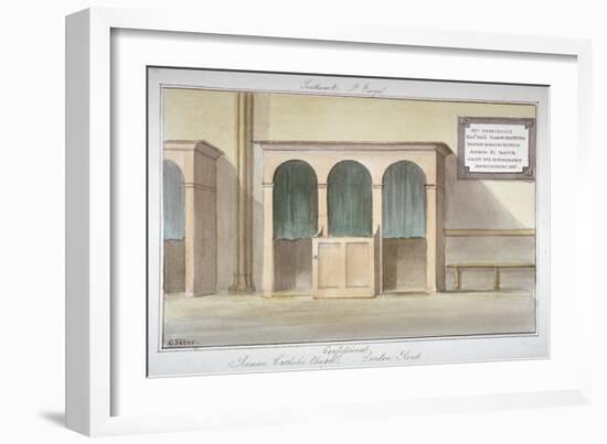 The Confessional in the Roman Catholic Chapel on London Road, Southwark, London, 1825-G Yates-Framed Giclee Print