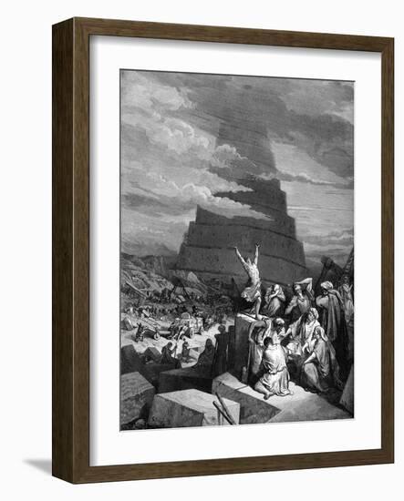 The Confusion of Tongues (Tower of Babel) - Bible-Gustave Dore-Framed Giclee Print