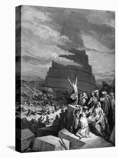 The Confusion of Tongues (Tower of Babel) - Bible-Gustave Dore-Stretched Canvas