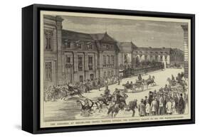The Congress at Berlin, the Crowd Waiting Outside the Radziwill Palace to See the Plenipotentiaries-null-Framed Stretched Canvas