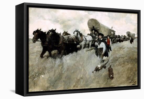 The Connecticut Settlers Entering the Western Reserve-Howard Pyle-Framed Stretched Canvas