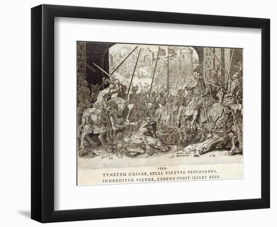 The Conquest of Tunis in 1535, Plate 7 from 'The Military Achievements of Emperor Charles V',…-Maarten van Heemskerck-Framed Premium Giclee Print