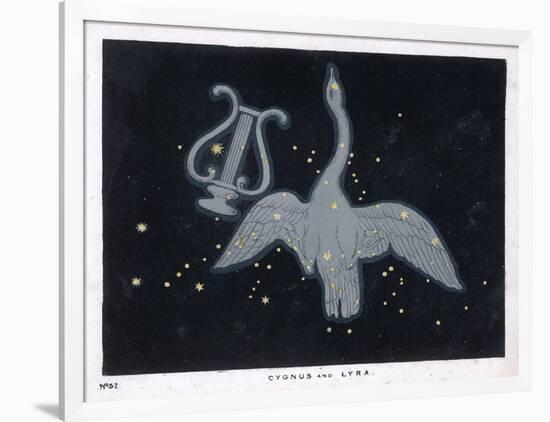 The Constellation of Cygnus, a Flying Swan, and Lyra, That of an Ancient Greek Lyre-Charles F. Bunt-Framed Art Print
