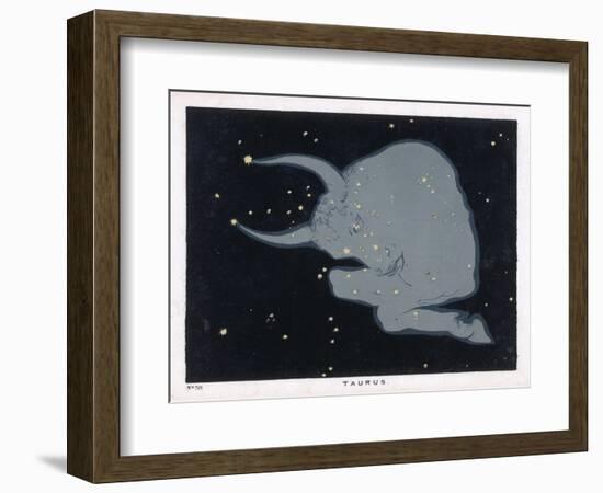 The Constellation of Taurus the Head Neck Shoulders and Forelegs of a Horned Bull-Charles F. Bunt-Framed Art Print