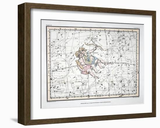 The Constellations (Plate XV) Gemini, from A Celestial Atlas by Alexander Jamieson, 1822-null-Framed Giclee Print