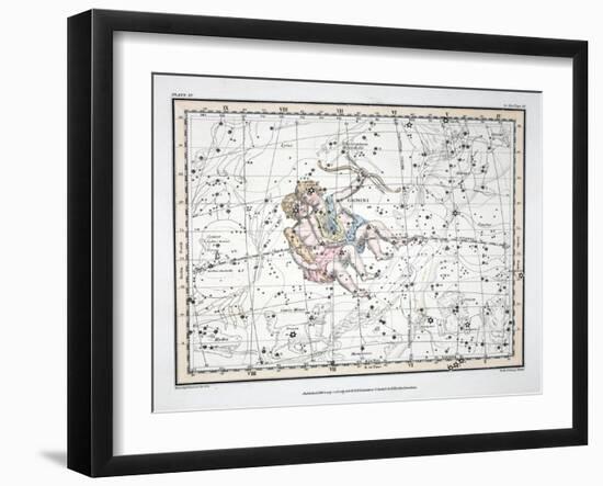 The Constellations (Plate XV) Gemini, from A Celestial Atlas by Alexander Jamieson, 1822-null-Framed Giclee Print