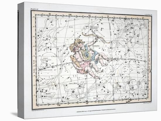 The Constellations (Plate XV) Gemini, from A Celestial Atlas by Alexander Jamieson, 1822-null-Stretched Canvas