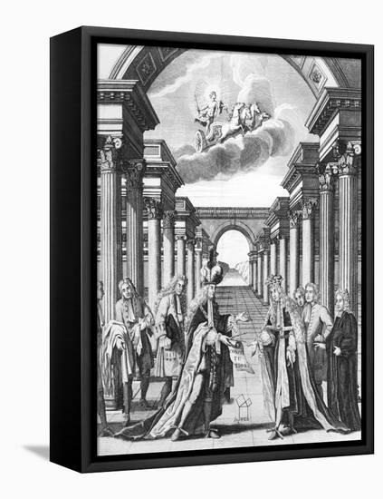The Constitutions of Freemasonry by James Anderson, Frontispiece-John Pine-Framed Stretched Canvas