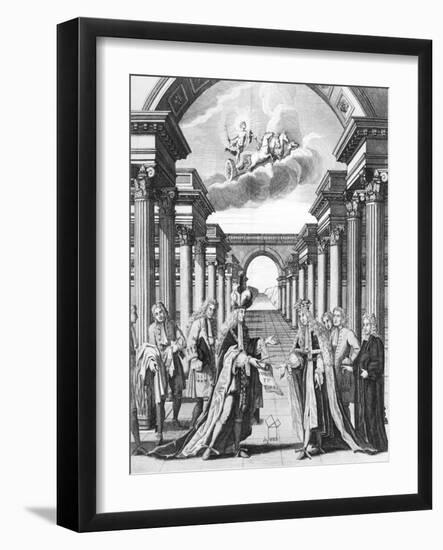 The Constitutions of Freemasonry by James Anderson, Frontispiece-John Pine-Framed Giclee Print