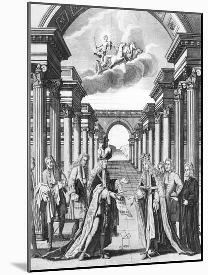 The Constitutions of Freemasonry by James Anderson, Frontispiece-John Pine-Mounted Giclee Print