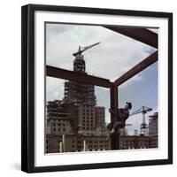 The Construction of the Main Building of Moscow State University on Lenin Hills-null-Framed Giclee Print