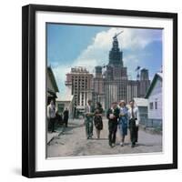 The Construction of the Main Building of Moscow State University on Lenin Hills-null-Framed Giclee Print