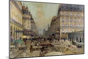 The Construction of the Metro, 1900-Luigi Loir-Mounted Giclee Print