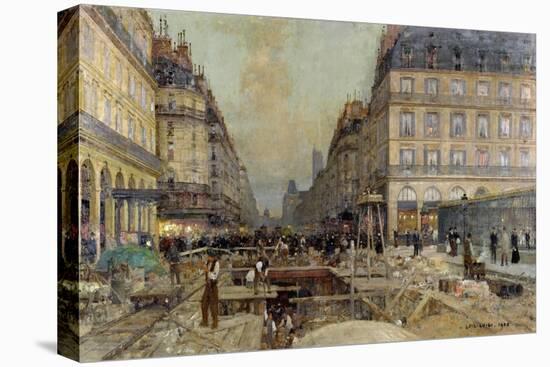 The Construction of the Metro, 1900-Luigi Loir-Stretched Canvas
