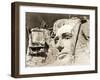 The Construction of the Mount Rushmore National Memorial, Detail of Abraham Lincoln,1928-null-Framed Premium Photographic Print