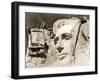 The Construction of the Mount Rushmore National Memorial, Detail of Abraham Lincoln,1928-null-Framed Premium Photographic Print