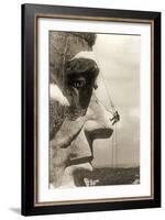 The Construction of the Mount Rushmore National Memorial, Detail of Abraham Lincoln,1928-null-Framed Photographic Print