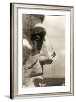 The Construction of the Mount Rushmore National Memorial, Detail of Abraham Lincoln,1928-null-Framed Photographic Print