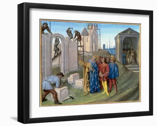 The Construction of the Palace of Aachen by Charlemagne-null-Framed Giclee Print