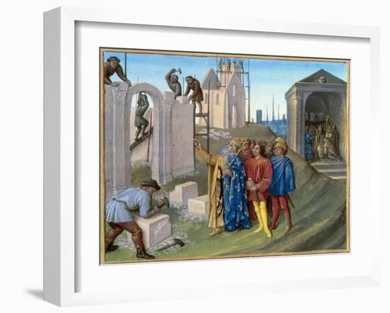 The Construction of the Palace of Aachen by Charlemagne-null-Framed Giclee Print