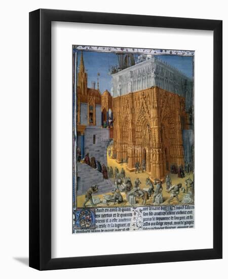 The Construction of the Temple of Jerusalem by King Solomon, by Jean Fouquet-null-Framed Giclee Print