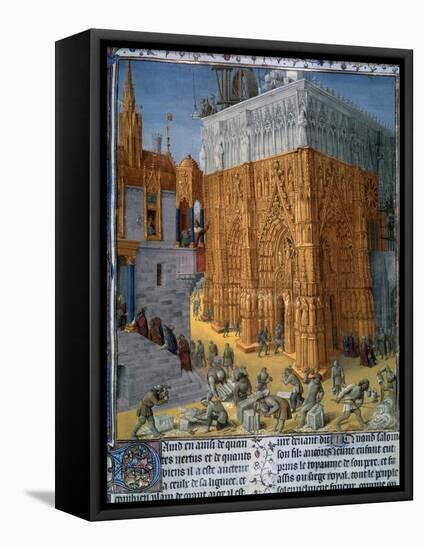 The Construction of the Temple of Jerusalem by King Solomon, by Jean Fouquet-null-Framed Stretched Canvas