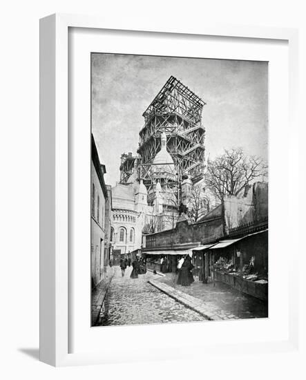 The Construction Ot the Sacre Coeur in Montmartre, circa 1885-90-null-Framed Giclee Print