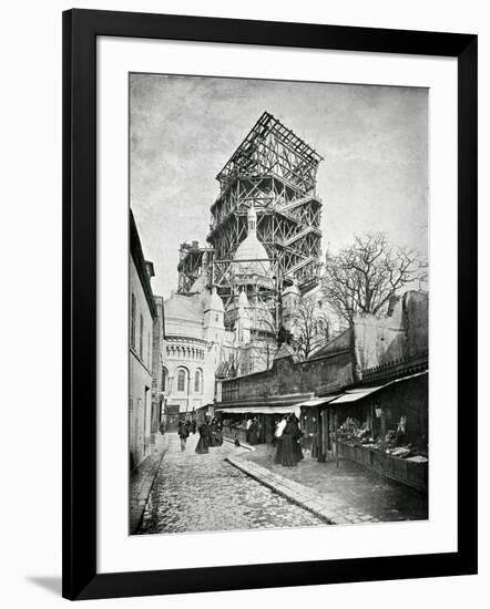 The Construction Ot the Sacre Coeur in Montmartre, circa 1885-90-null-Framed Giclee Print