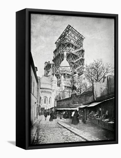 The Construction Ot the Sacre Coeur in Montmartre, circa 1885-90-null-Framed Stretched Canvas