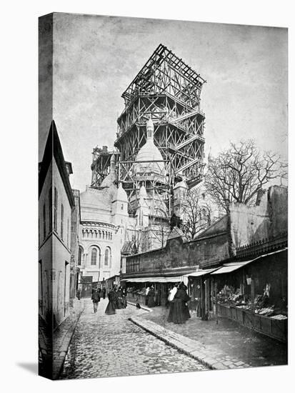 The Construction Ot the Sacre Coeur in Montmartre, circa 1885-90-null-Stretched Canvas